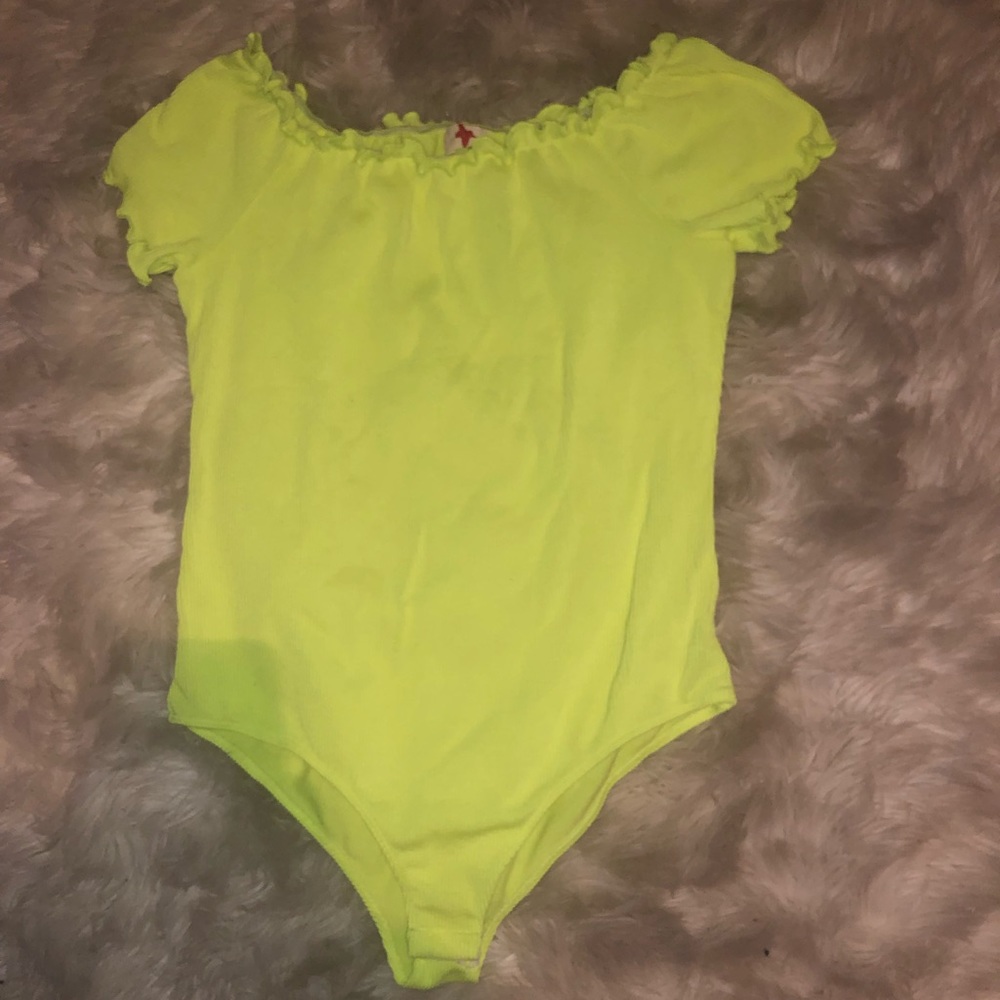 Forever 21 neon yellow plus bodysuit